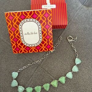 Stella & Dot Silver and Green Necklace